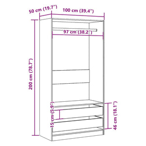 vidaXL Wardrobe Old Wood 100x50x200 cm Engineered Wood