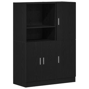 vidaXL 2 Piece Kitchen Cabinet Set Black Engineered Wood