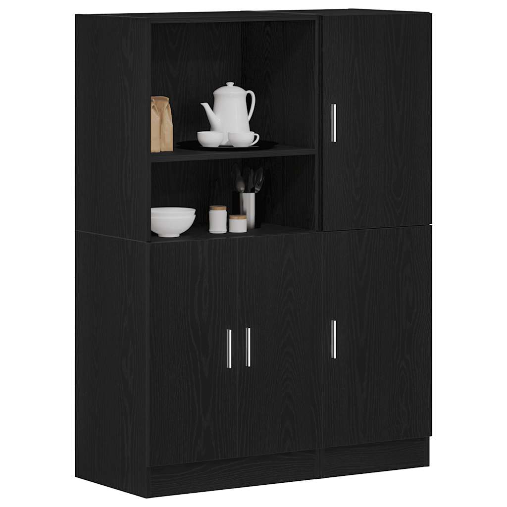 vidaXL 2 Piece Kitchen Cabinet Set Black Engineered Wood