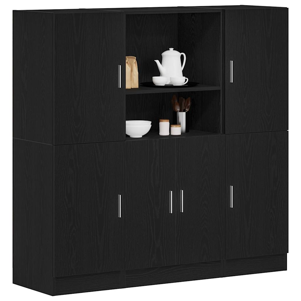 vidaXL 3 Piece Kitchen Cabinet Set Black Engineered Wood