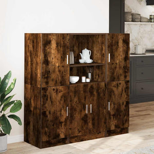 vidaXL 3 Piece Kitchen Cabinet Set Smoked Oak Engineered Wood