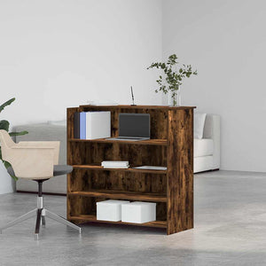 vidaXL Reception Desk Smoked Oak 100x50x103.5 cm Engineered Wood