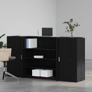 vidaXL Reception Desk Black Oak 200x50x103.5 cm Engineered Wood