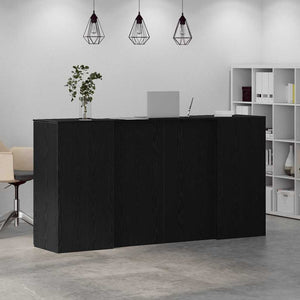 vidaXL Reception Desk Black Oak 200x50x103.5 cm Engineered Wood