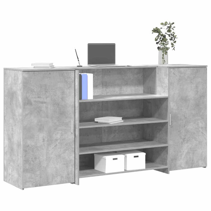 vidaXL Reception Desk Concrete Grey 200x50x103.5 cm Engineered Wood