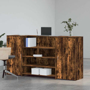 vidaXL Reception Desk Smoked Oak 200x50x103.5 cm Engineered Wood