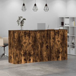 vidaXL Reception Desk Smoked Oak 200x50x103.5 cm Engineered Wood