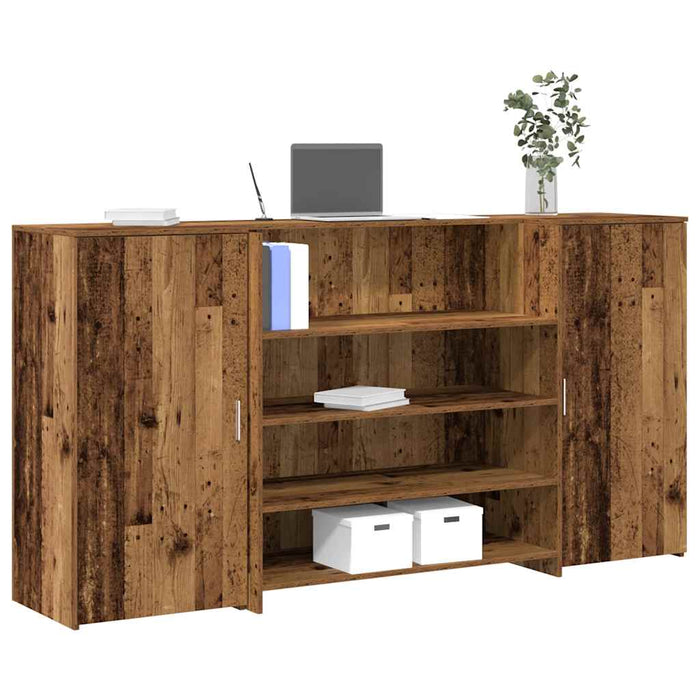 vidaXL Reception Desk Old Wood 200x50x103.5 cm Engineered Wood