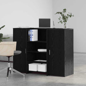 vidaXL Reception Desk Black Oak 135x50x103.5 cm Engineered Wood