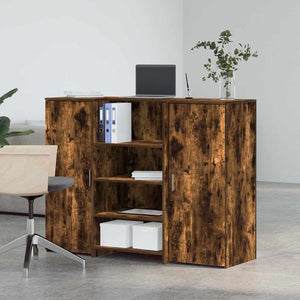 vidaXL Reception Desk Smoked Oak 135x50x103.5 cm Engineered Wood