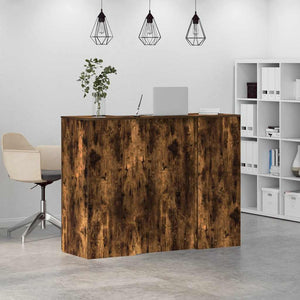 vidaXL Reception Desk Smoked Oak 135x50x103.5 cm Engineered Wood