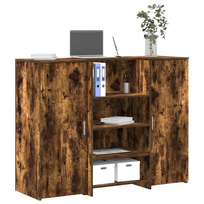 vidaXL Reception Desk Smoked Oak 135x50x103.5 cm Engineered Wood