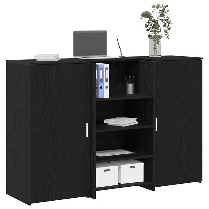 vidaXL Reception Desk Black Oak 155x50x103.5 cm Engineered Wood