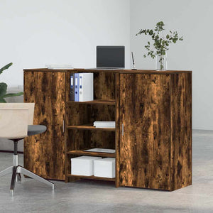 vidaXL Reception Desk Smoked Oak 155x50x103.5 cm Engineered Wood