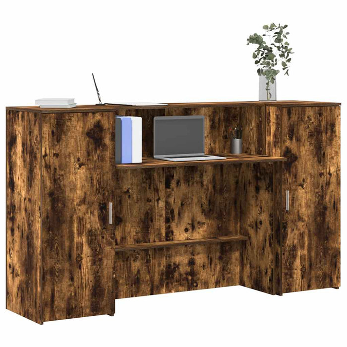 vidaXL Reception Desk Smoked Oak 180x50x103.5 cm Engineered Wood