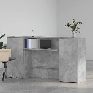 vidaXL Reception Desk Concrete Grey 200x50x103.5 cm Engineered Wood