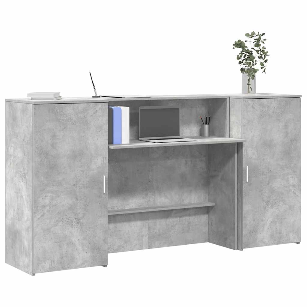 vidaXL Reception Desk Concrete Grey 200x50x103.5 cm Engineered Wood