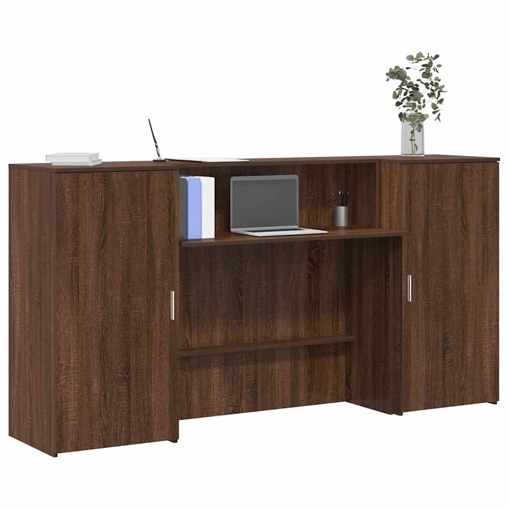 vidaXL Reception Desk Brown Oak 200x50x103.5 cm Engineered Wood