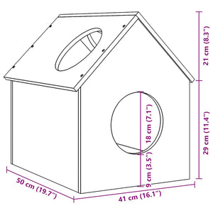 vidaXL Cat House 41x50x50 cm Solid Wood Pine