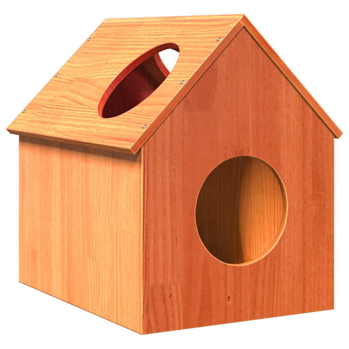 vidaXL Cat House Wax Brown 41x50x50 cm Solid Wood Pine