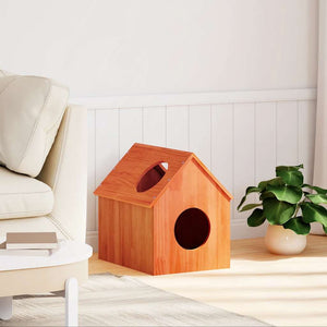 vidaXL Cat House Wax Brown 41x50x50 cm Solid Wood Pine