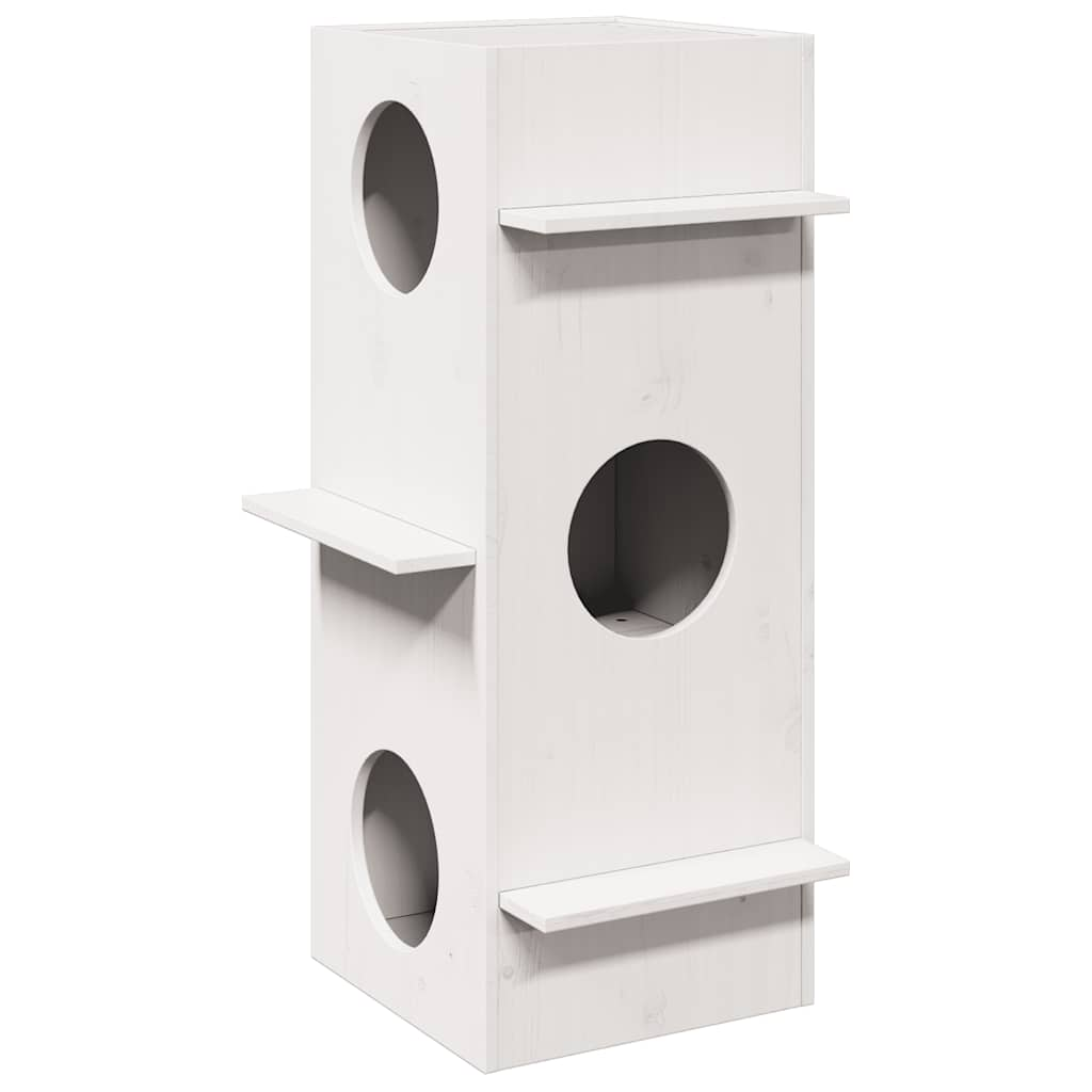 vidaXL Cat House White 43x43x90 cm Solid Wood Pine