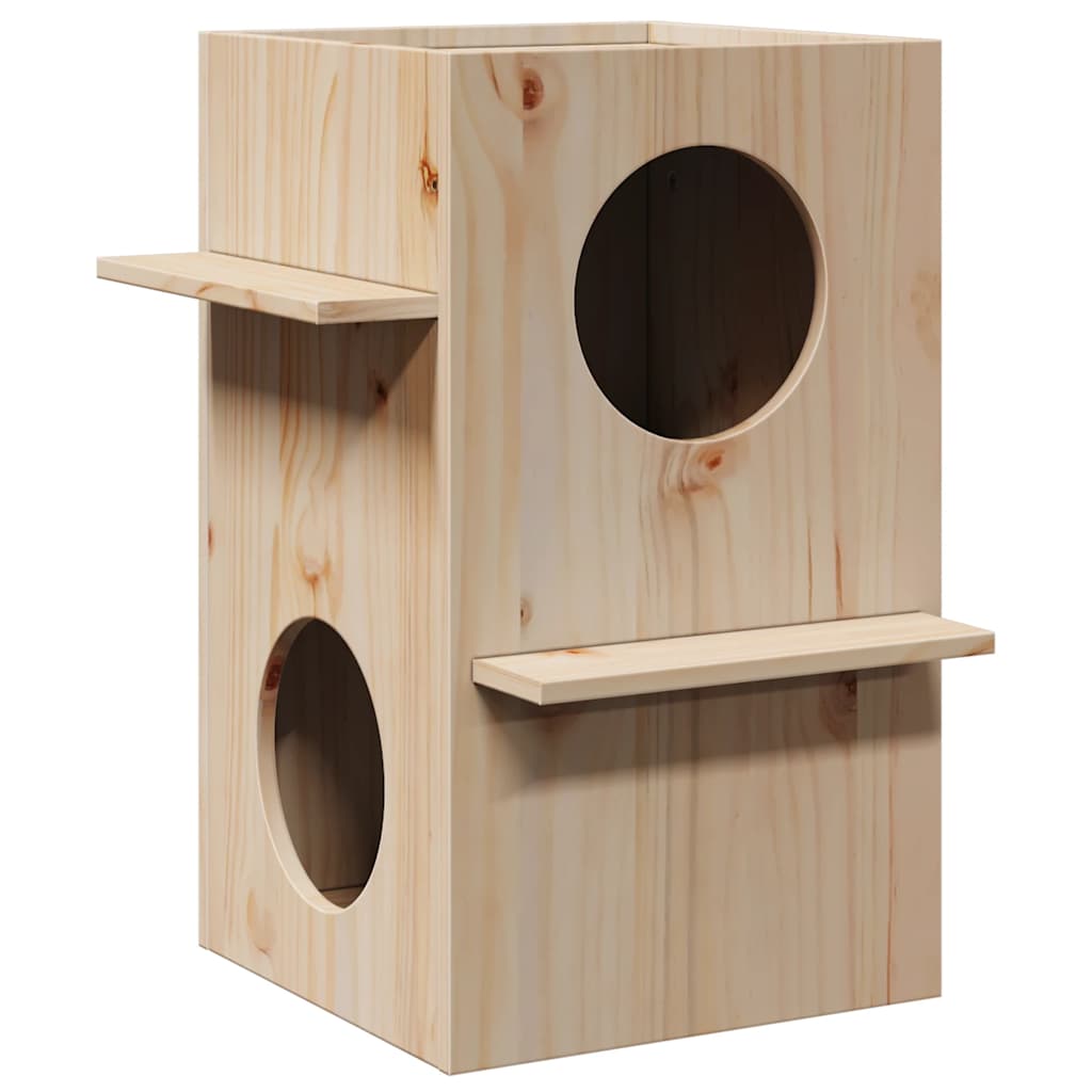 vidaXL Cat House 43x43x60 cm Solid Wood Pine