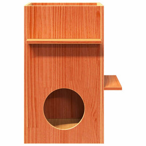 vidaXL Cat House Wax Brown 43x43x60 cm Solid Wood Pine