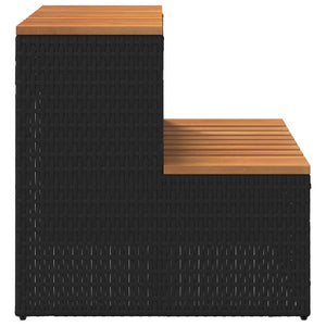 vidaXL Hot Tub Step Black 50x50x50.5 cm Poly Rattan and Solid Acacia