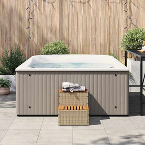 vidaXL Hot Tub Step Beige 50x50x50.5 cm Poly Rattan and Solid Acacia