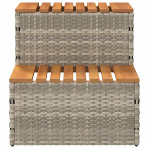 vidaXL Hot Tub Step Light Grey 50x50x50.5 cm Poly Rattan and Solid Acacia