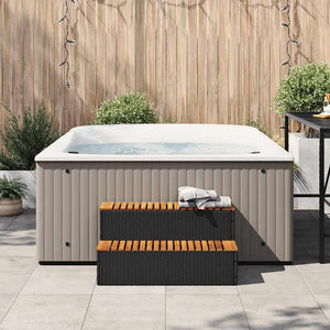 vidaXL Hot Tub Step Black 100x50x50.5 cm Poly Rattan and Solid Acacia