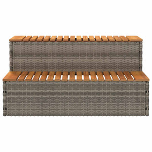 vidaXL Hot Tub Step Grey 100x50x50.5 cm Poly Rattan and Solid Acacia