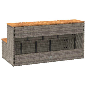 vidaXL Hot Tub Step Grey 100x50x50.5 cm Poly Rattan and Solid Acacia