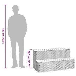 vidaXL Hot Tub Step Grey 100x50x50.5 cm Poly Rattan and Solid Acacia