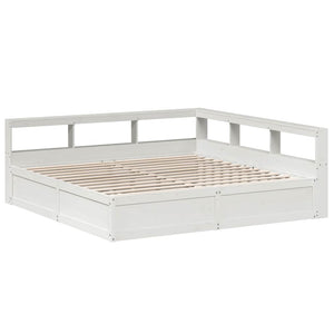 vidaXL Bookcase Bed without Mattress White 200x200cm Solid Wood Pine