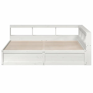 vidaXL Bookcase Bed without Mattress White 200x200cm Solid Wood Pine