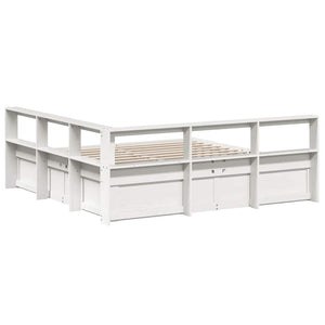 vidaXL Bookcase Bed without Mattress White 200x200cm Solid Wood Pine