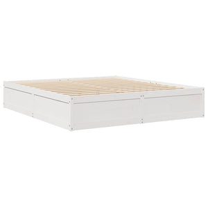 vidaXL Bookcase Bed without Mattress White 200x200cm Solid Wood Pine