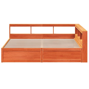 vidaXL Bookcase Bed without Mattress Wax Brown 200x200cm Solid Wood Pine