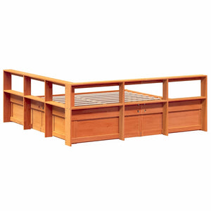 vidaXL Bookcase Bed without Mattress Wax Brown 200x200cm Solid Wood Pine