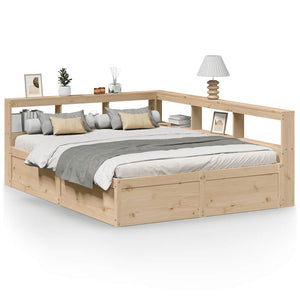 vidaXL Bookcase Bed without Mattress 160x200cm Solid Wood Pine