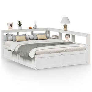 vidaXL Bookcase Bed without Mattress White 160x200cm Solid Wood Pine