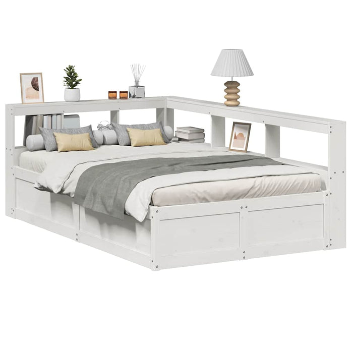 vidaXL Bookcase Bed without Mattress White 160x200cm Solid Wood Pine