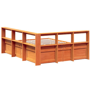 vidaXL Bookcase Bed without Mattress Wax Brown 160x200cm Solid Wood Pine