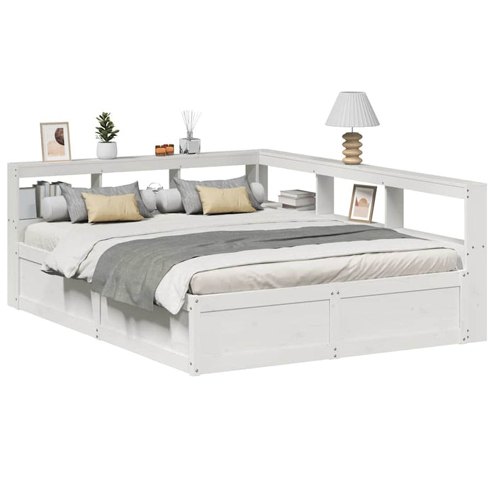 vidaXL Bookcase Bed without Mattress White 150x200cm Solid Wood Pine