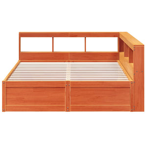 vidaXL Bookcase Bed without Mattress Wax Brown 150x200cm Solid Wood Pine