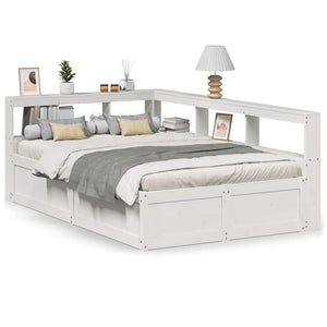 vidaXL Bookcase Bed without Mattress White 120x200cm Solid Wood Pine