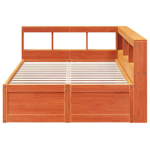 vidaXL Bookcase Bed without Mattress Wax Brown 120x200cm Solid Wood Pine