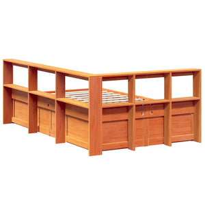 vidaXL Bookcase Bed without Mattress Wax Brown 120x200cm Solid Wood Pine